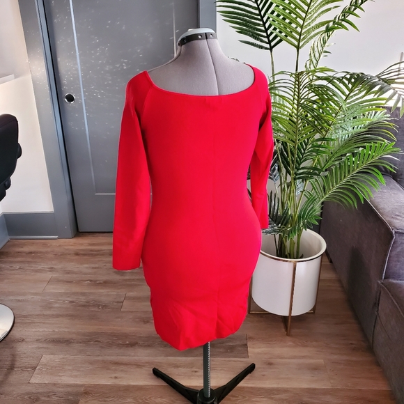 H&M Bandage Off Shoulder Dress L Red - Picture 3 of 6